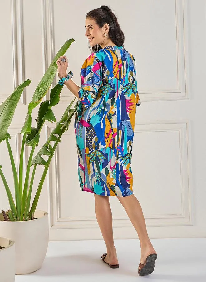 Winered  Winered Women Multicolour Printed Long Kimono With Shorts 3 Pcs Set for Women | Best Price UAE