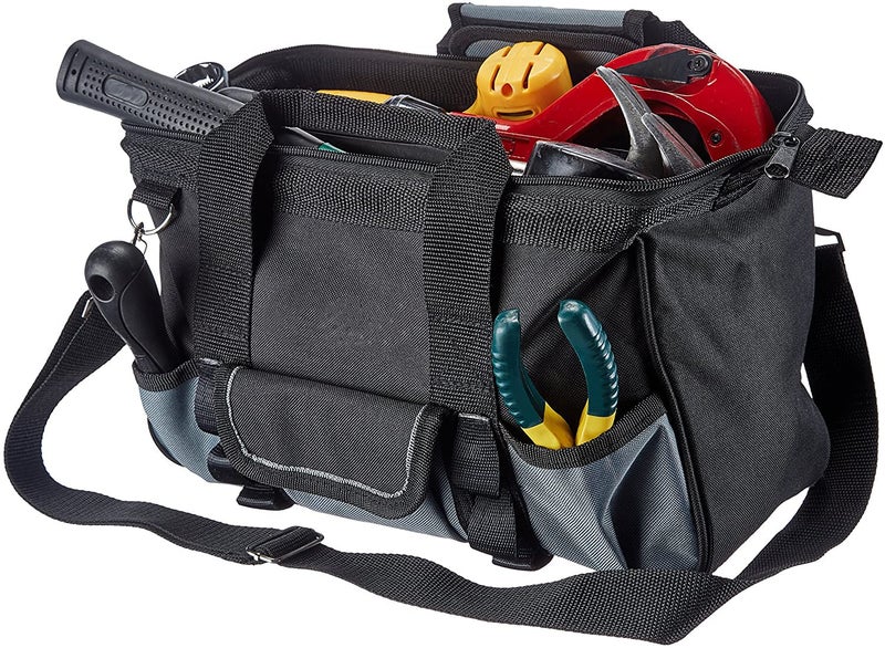 PAHAL 13 Inch Heavy Duty Tool Bag – Waterproof Nylon Tool Storage Organizer with 15 Pockets for Electrician, Mechanic, Plumber, Technician & Carpenter, Portable Small Tool Carry Bag, Black - Image 2