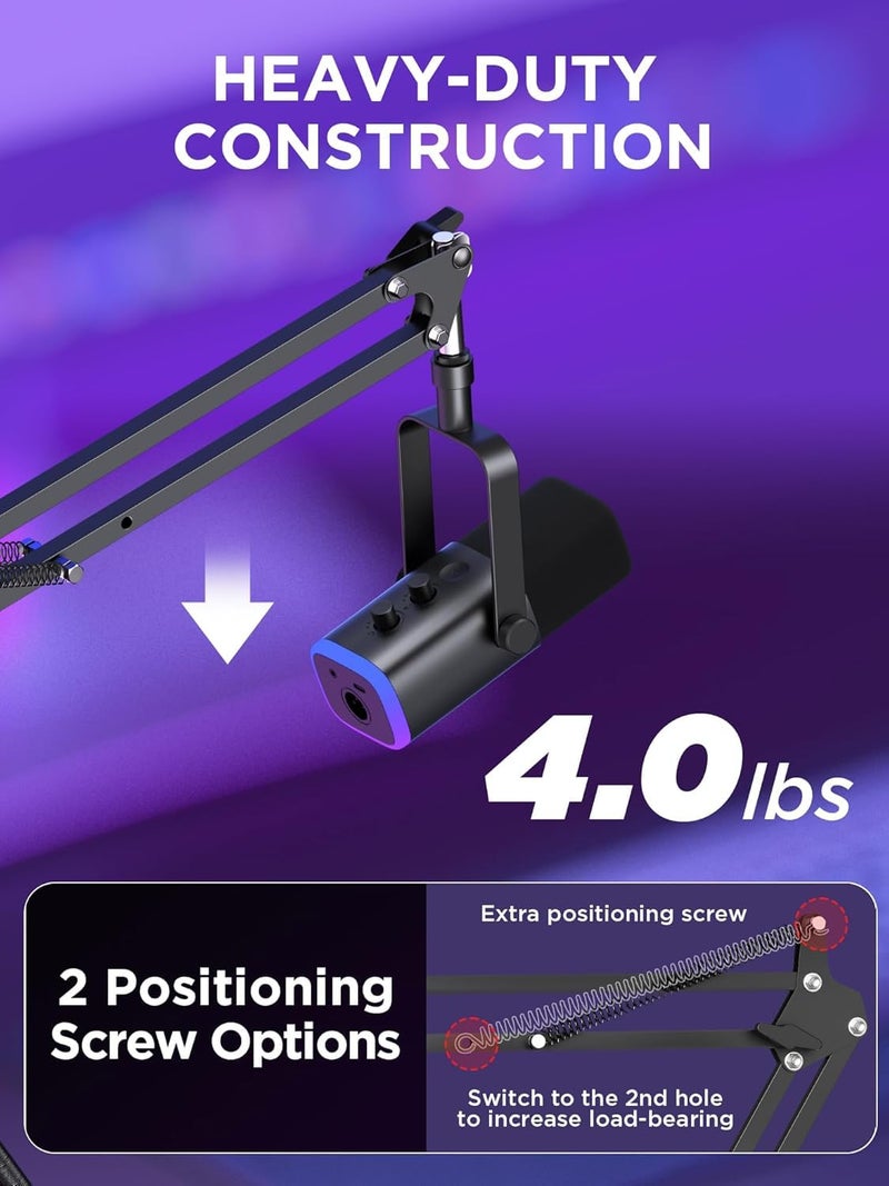 DIGIMORE D-110 Microphone Arm Stand, Adjustable Suspension Boom Scissor Mic Stand | Mic Clip | Upgraded Heavy Duty Clamp for Hyperx, Blue Yeti, Rode, Elgato - Image 2