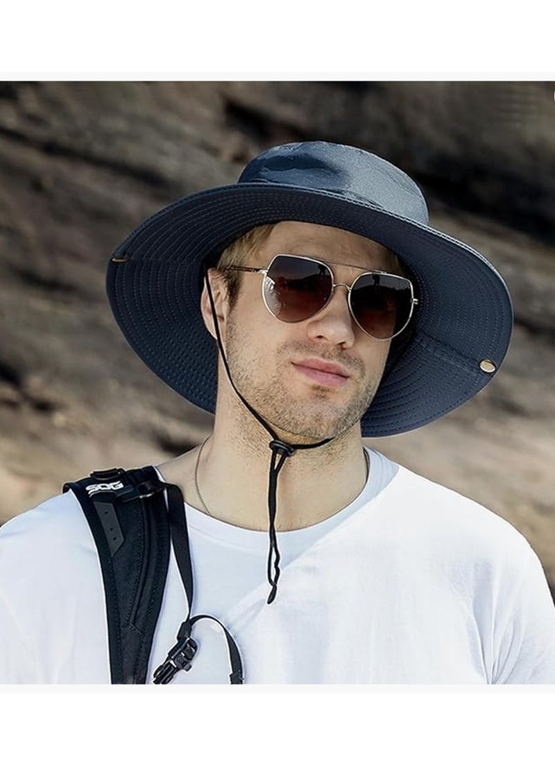 الرجال النساء قبعة الشمس قبعة رعاة البقر مع القش واسعة حافة دلو قبعات Boonie تنفس لصيد الأسماك والمشي لمسافات طويلة والحديقة والشاطئ - Image 2