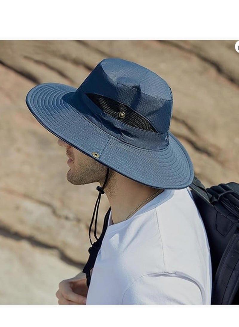 الرجال النساء قبعة الشمس قبعة رعاة البقر مع القش واسعة حافة دلو قبعات Boonie تنفس لصيد الأسماك والمشي لمسافات طويلة والحديقة والشاطئ - Image 4
