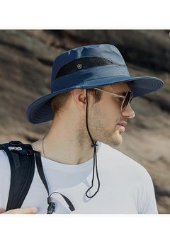 Generic Men Women Sun Hat Cowboy Hat with Straw Wide Brim Bucket Breathable Boonie Hats for Fishing, Hiking, Garden, Beach  - Image 3