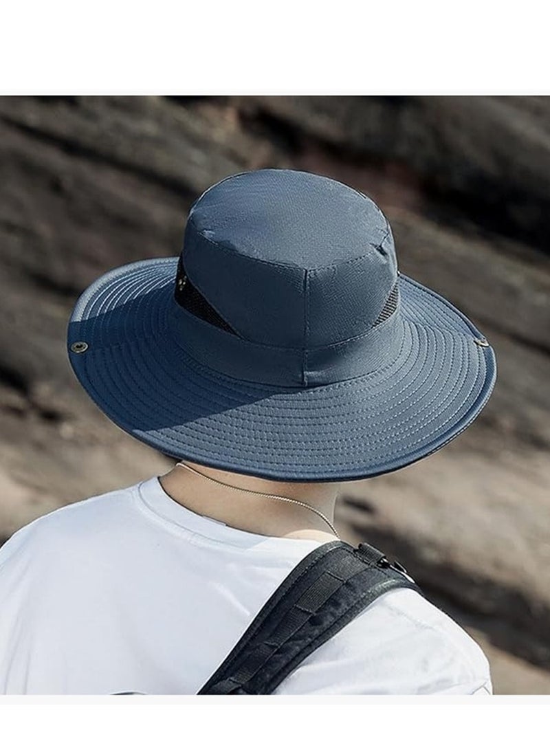 الرجال النساء قبعة الشمس قبعة رعاة البقر مع القش واسعة حافة دلو قبعات Boonie تنفس لصيد الأسماك والمشي لمسافات طويلة والحديقة والشاطئ - Image 5