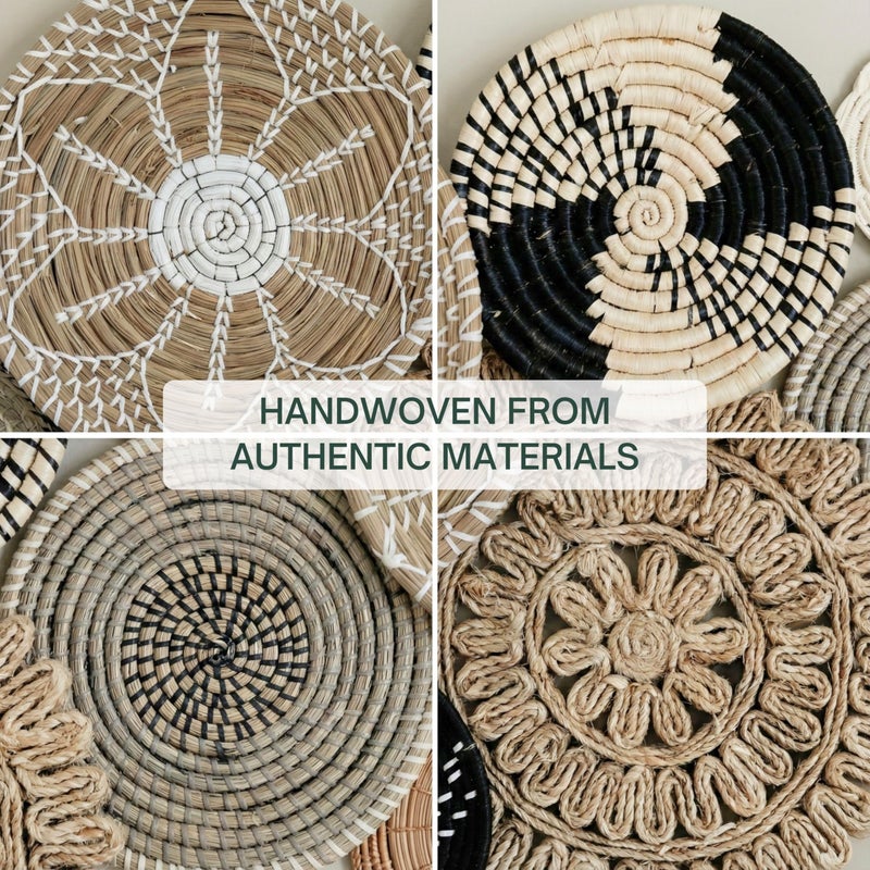 Chicvillage Woven Wall Basket Set 13-Piece, Natural Seagrass Boho Wall Decor, Handmade Gallery Hanging Baskets, Rustic Wicker Fiber Art for Living Room, Bedroom, Entryway, Farmhouse Decor - Image 3