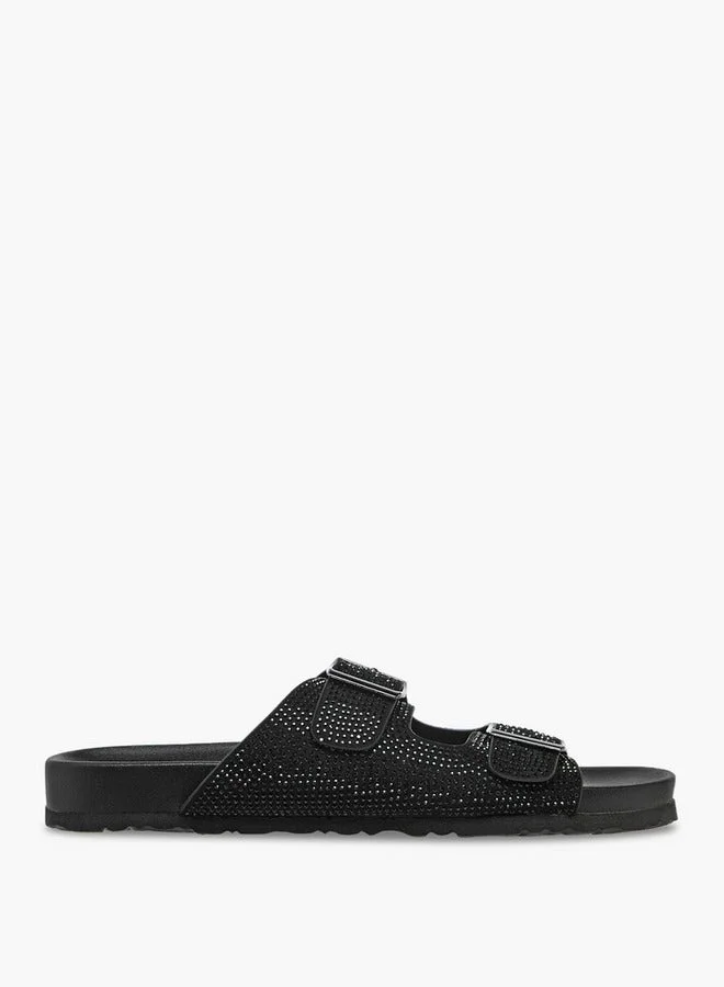 Buckle Accent Slip-On Sandals