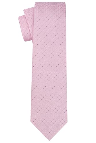 KissTies Mens Pink Tie Checkered Necktie Wedding Ties For Men - Image 4