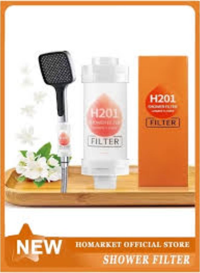 H201 Jasmine Vitamin C Shower Filter - 6-Layer Hard Water Softener with Aromatherapy Scent, Chlorine Removal for Healthy Skin & Hair, Universal Fit  - Image 2