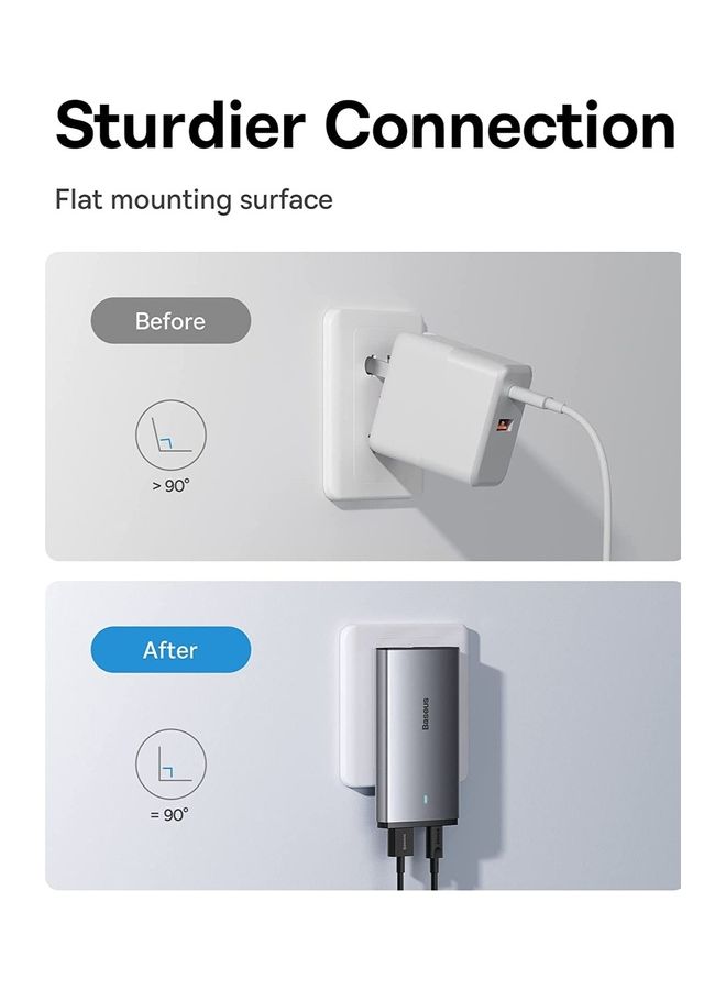 بيسوس شاحن USB C، 65 وات GaN5 Pro UK/EU/US محول قابس للسفر بمنفذ مزدوج شحن سريع على الحائط لأجهزة MacBook Pro/Air/iPad/Dell XPS/Lenovo/iPhone 15 Plus/Max، سلسلة 14/13/12 Galaxy S23، S22 و أكثر من ذلك بكثير - Image 4