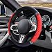 ZIMISI Bling Soft Leather Steering Wheel Cover 15 AntiSlip Sparkly Crystal Auto Elastic Steering Wheel Protector for Women Girl Colorful Diamond Car Interior Accessory for Most Cars Red - Image 2