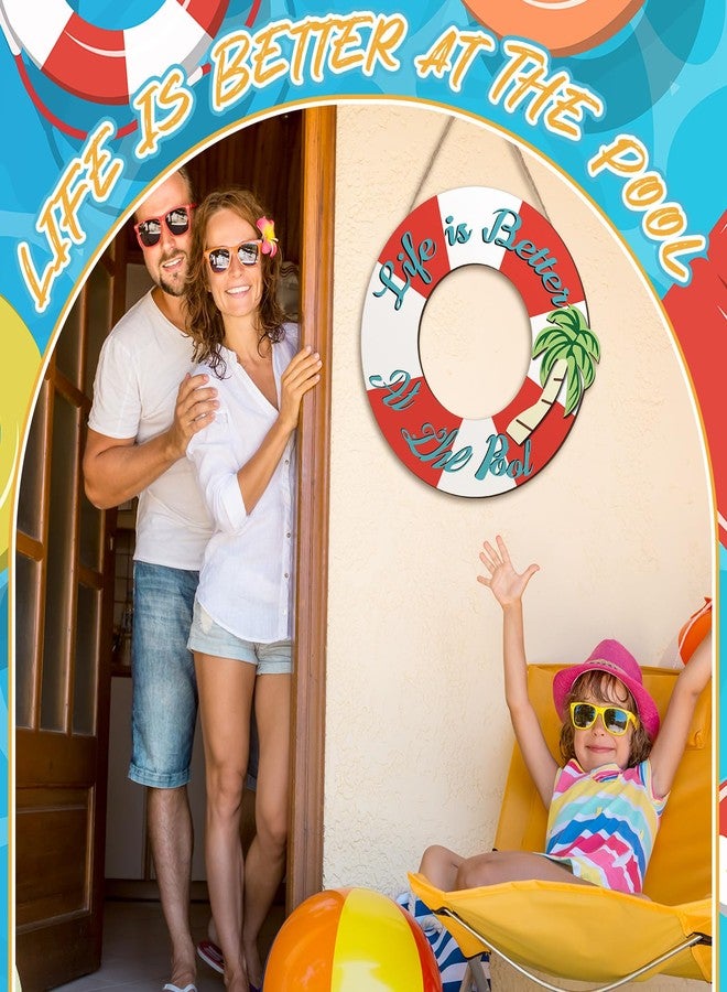 Burbell Life Is Better at the Pool Sign Wooden Hanging Art Sign Pool Decor Hanging Sign Plaque for Rustic Summer Outdoor Swimming Pool Home Porch Garden Backyard Beach Patio Party Farmhouse Decor - Image 4