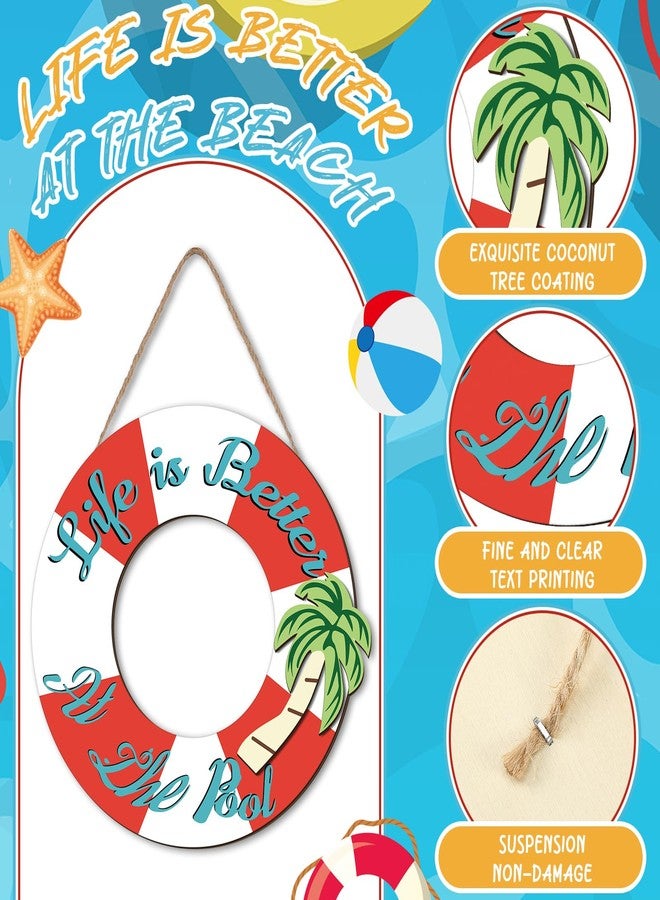 Burbell Life Is Better at the Pool Sign Wooden Hanging Art Sign Pool Decor Hanging Sign Plaque for Rustic Summer Outdoor Swimming Pool Home Porch Garden Backyard Beach Patio Party Farmhouse Decor - Image 5