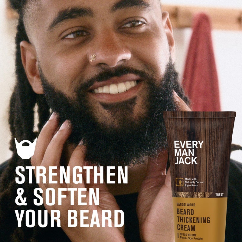 Every Man Jack Beard Thickening Cream - Strengthens, Thickens, Nourishes Beard - Light Sandalwood Scent - Made with Naturally Derived Ingredients like Biotin, Vitamin B6, Soy Protein - 2.8oz - 2 Pack - Image 2