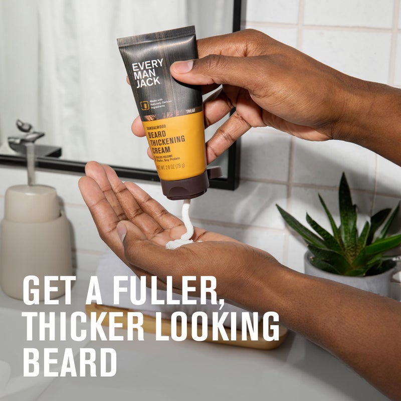Every Man Jack Beard Thickening Cream - Strengthens, Thickens, Nourishes Beard - Light Sandalwood Scent - Made with Naturally Derived Ingredients like Biotin, Vitamin B6, Soy Protein - 2.8oz - 2 Pack - Image 4