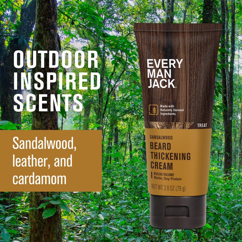 Every Man Jack Beard Thickening Cream - Strengthens, Thickens, Nourishes Beard - Light Sandalwood Scent - Made with Naturally Derived Ingredients like Biotin, Vitamin B6, Soy Protein - 2.8oz - 2 Pack - Image 3