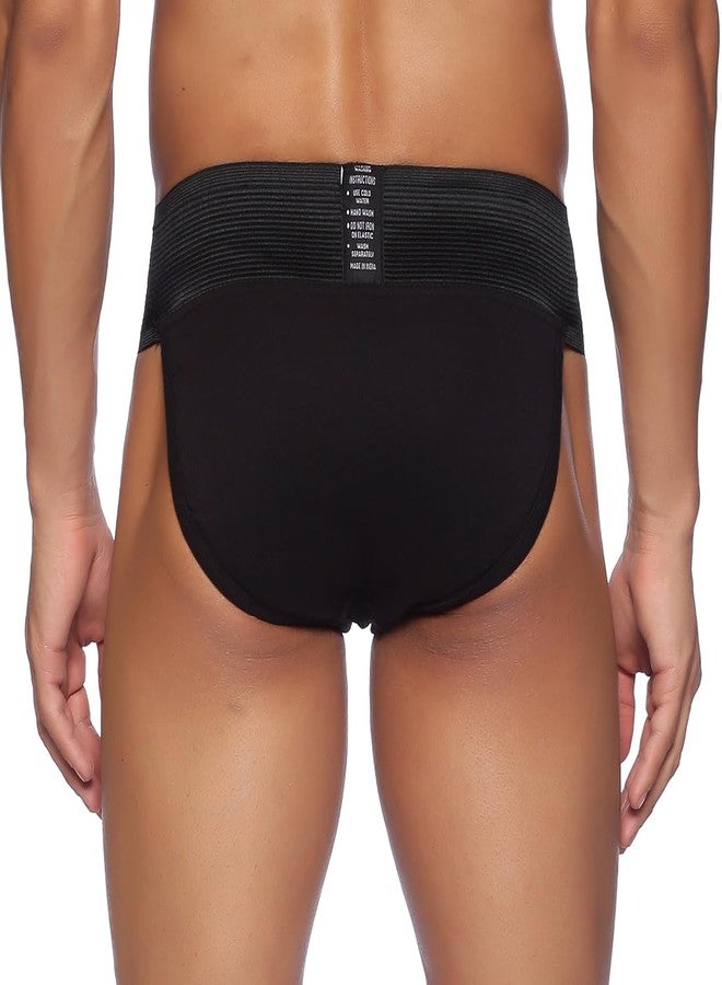 omtex Athletic Tokyo Cotton Stretchable Supporter Back Covered with Cup Pocket, Ideal for Workout and Sports Quick Dry Moisture Wicking Underwear Black - Small - Image 4