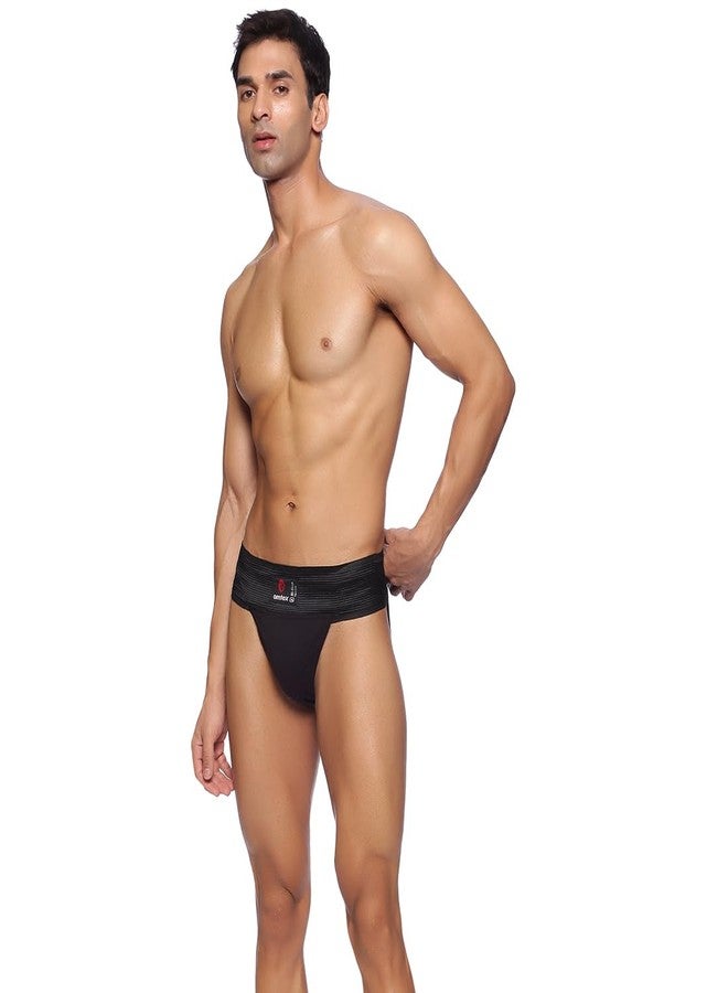 omtex Athletic Tokyo Cotton Stretchable Supporter Back Covered with Cup Pocket, Ideal for Workout and Sports Quick Dry Moisture Wicking Underwear Black - Small - Image 5