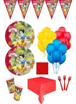 Düvenci Ticaret Snow White Birthday Party Set for 8 People Economical Ornaments Red 