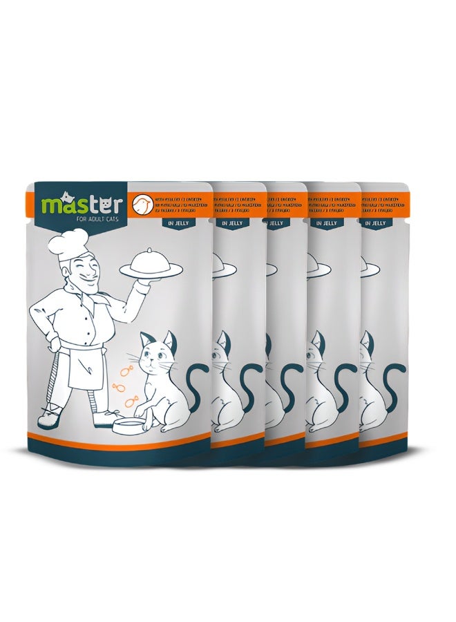 ماستر طعام ماستر الرطب بالدواجن في الجيلي للقطط البالغة 80 جرام - Image 2