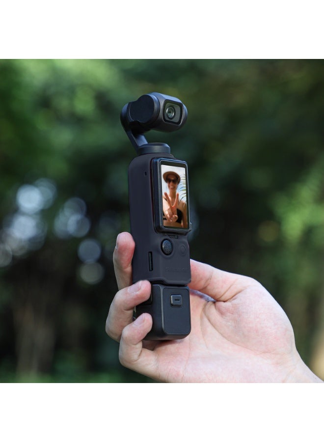 Sunnylife حافظة سيليكون لجهاز DJI OSMO Pocket 3، حافظة واقية مضادة للخدش ومضادة للانزلاق، حجم صغير متوافق مع Pocket 3 مع حبل عنق - Image 1