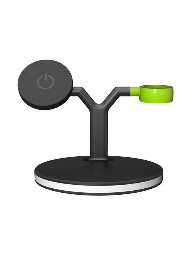 Beauenty - DOCK-Y Wireless Charger 3-in-1 Charging Station: Fast PD  QC3.0 Support, Apple Watch  MagSafe Compatible, and Multi-Device Charging Solution - Black/Green - Image 1