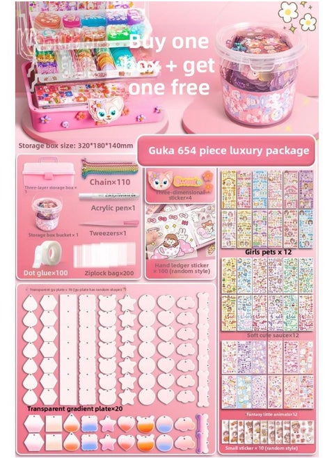 Guka Full Set Cream Gum Guka Toy Handmade Diy Children Guta Guka Set Box Cool Capka Cuka Stickers-Color:[Buy A Box And Get A Barrel] 654 Pieces Of Goo Card Package-(send Three-dimensional Stickers +100 Hand Account Stickers)