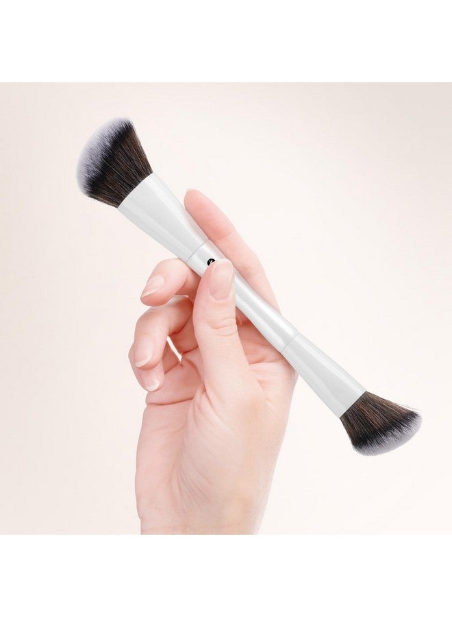 KingMas Angled Foundation Brush, Double-Ended Kabuki Makeup Brush, Large Foundation Brush And Medium Concealer Brush For Beauty Liquid, Cream, Powder, Blending Buffing Face Makeup Tools - Image 2
