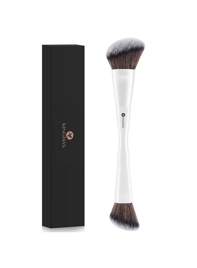 KingMas Angled Foundation Brush, Double-Ended Kabuki Makeup Brush, Large Foundation Brush And Medium Concealer Brush For Beauty Liquid, Cream, Powder, Blending Buffing Face Makeup Tools - Image 1