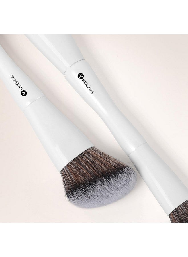 KingMas Angled Foundation Brush, Double-Ended Kabuki Makeup Brush, Large Foundation Brush And Medium Concealer Brush For Beauty Liquid, Cream, Powder, Blending Buffing Face Makeup Tools - Image 5