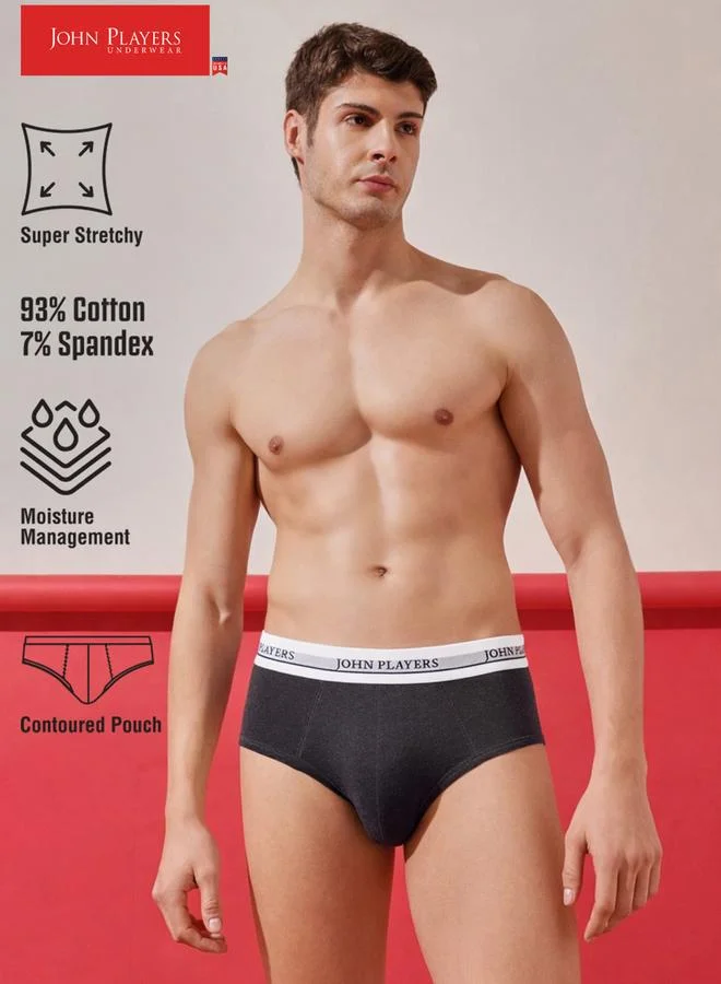 John Players Pack of 3 - Multi-Color Logo Print Brief Underwear