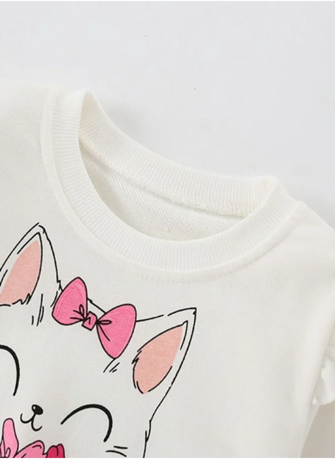 يونيكي White Printed Long Sleeve Crew Neck T-Shirt
