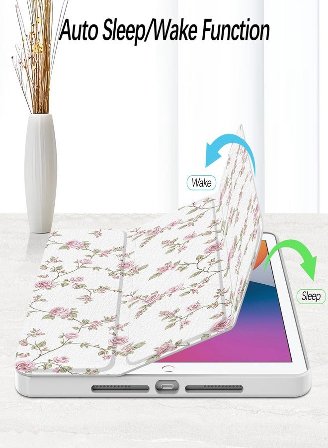 Xkladz جراب Xkladz لجهاز iPad Pro مقاس 10.5 بوصة (إصدار 2017) / iPad Air الجيل الثالث (إصدار 2019)، جراب مزود بحامل قلم، غطاء خلفي شفاف، تصميم أنيق وجذاب للنساء والفتيات، خاصية التشغيل/الإيقاف التلقائي، زهرة وردية - Image 3