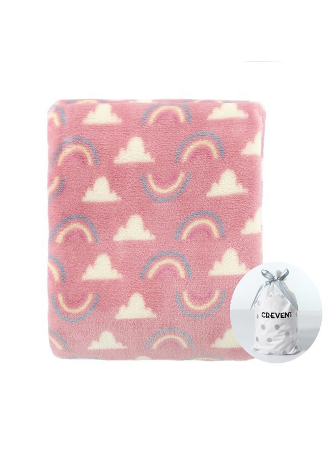 CREVENT 75 x 100cm, Cozy, Fluffy, Warm Fleece Baby Blanket, Unisex, Toddler, Crib, Stroller (Coral Red, Rainbow) - Image 1