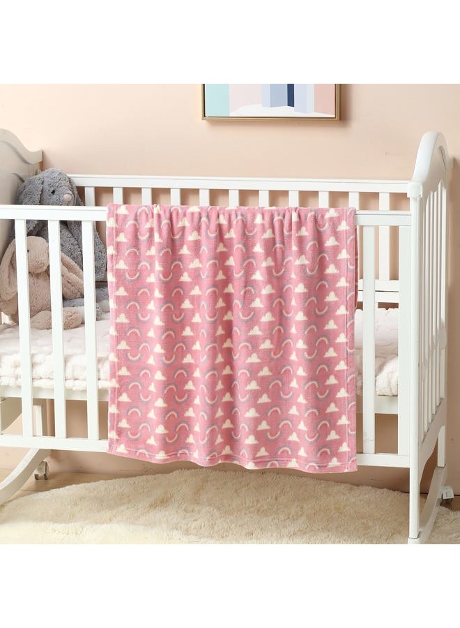 CREVENT 75 x 100cm, Cozy, Fluffy, Warm Fleece Baby Blanket, Unisex, Toddler, Crib, Stroller (Coral Red, Rainbow) - Image 3