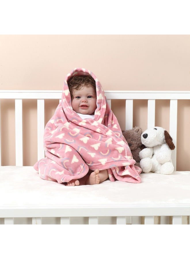 CREVENT 75 x 100cm, Cozy, Fluffy, Warm Fleece Baby Blanket, Unisex, Toddler, Crib, Stroller (Coral Red, Rainbow) - Image 4