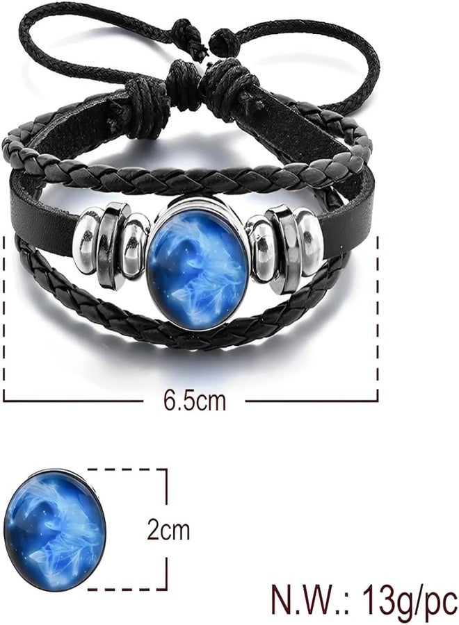 LAZYwindow Zodiac Constellation Bracelets - वृषभ राशि - Taurus Signs Guardian Fluorescent Woven Leather Bracelet for Women & Men (Pack of 2) - Image 4