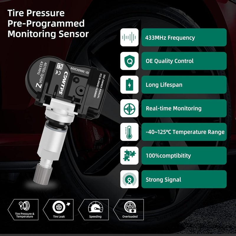 CDWTPS TPMS Sensor 40700-3JA0A Tire Pressure Monitoring Sensor for Nissan and Infiniti (4 Pack) - Image 3