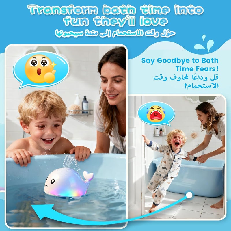 nafas Bath Toys Light Up Bath Toys Whale Bath Toy Sprinkler, Spary Water Whale Bath Toy Suitable for Birthday Shower Gifts for Boys Girlds - Image 3