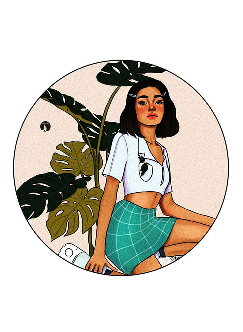 RKN Woman Printed Mouse Pad  Round  Multicolour