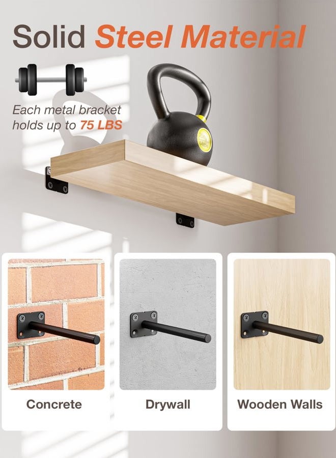 BATODA Solid Steel Floating Shelf Bracket (16 pcs) - Blind Shelf Supports - Hidden Brackets for Floating Wood Shelves - Invisible Support for Any Type of Shelf – Screws and Wall Plugs Included (16pcs) - Image 2