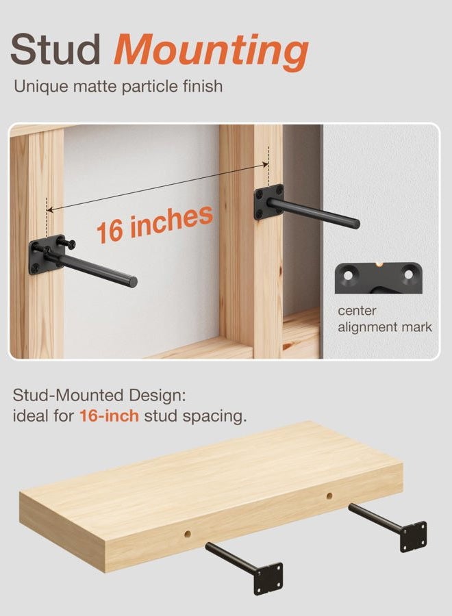 BATODA Solid Steel Floating Shelf Bracket (16 pcs) - Blind Shelf Supports - Hidden Brackets for Floating Wood Shelves - Invisible Support for Any Type of Shelf – Screws and Wall Plugs Included (16pcs) - Image 3