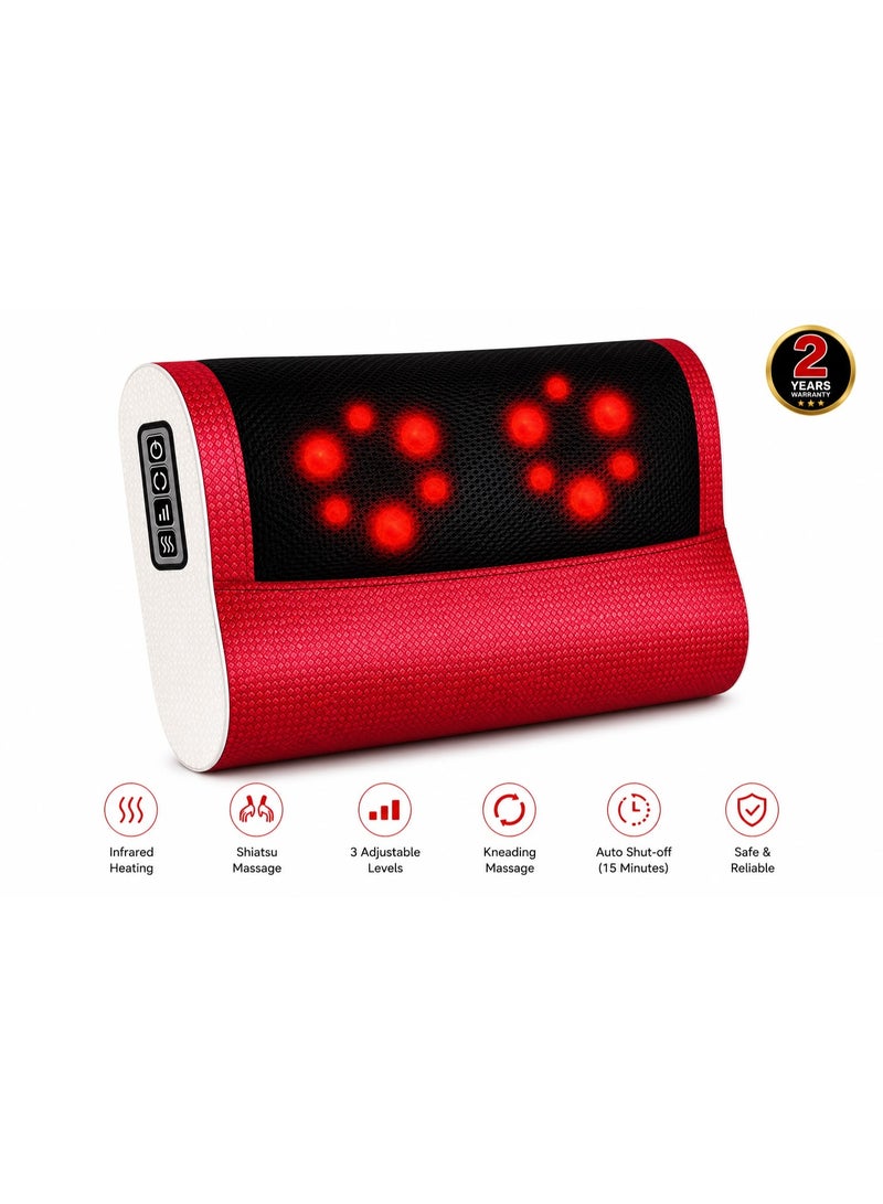 Infrared Heat Sensing Neck and Back Massager Pillow Shiatsu Electric Massage Cushion with 3 Adjustable Speed Levels for Muscle Pain Relief and Relaxation - Image 2