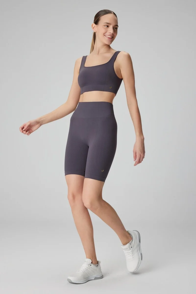 جيرف Holly Honeycomb Patterned High Waist Biker Tights Anthracite