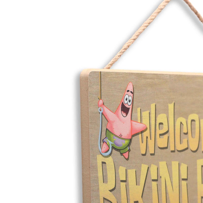Open Road Brands Nickelodeon SpongeBob SquarePants Welcome to Bikini Bottom Hanging Wood Wall Decor - Fun Bikini Bottom Sign for Home  - Image 4