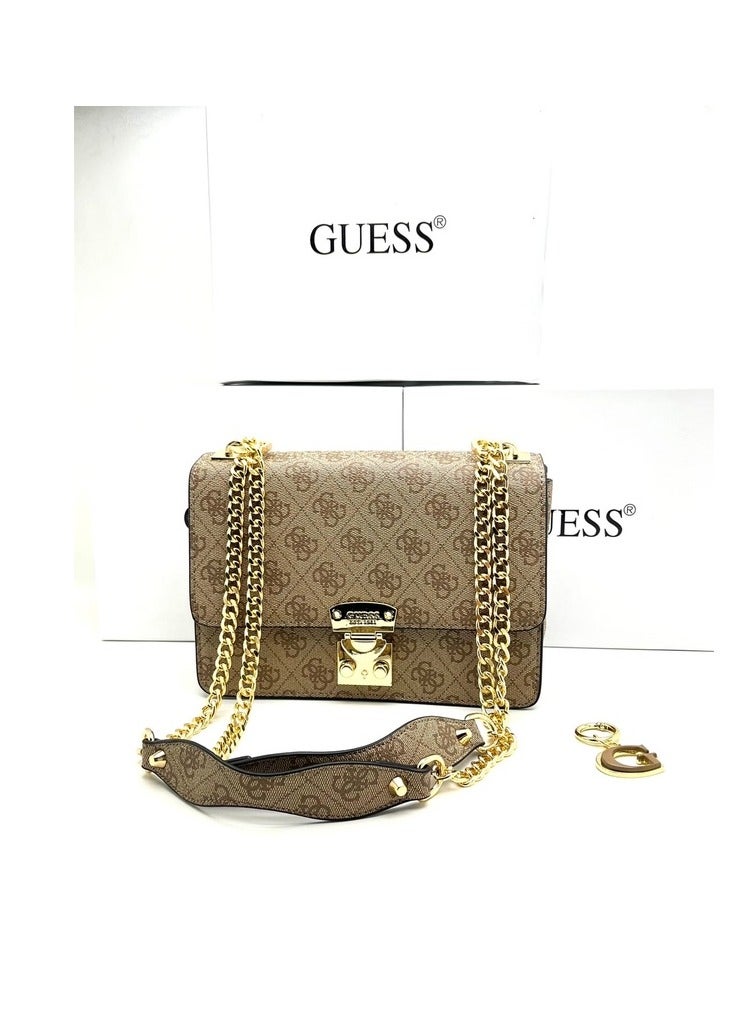 GUESS Eliette 4G logo mini crossbody bag,20cmX7.5cmX12cm,Brown 