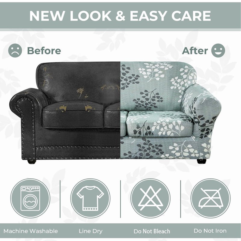 Lamberia Printed Sofa Cover High Stretch Sofa Slipcovers 2 Piece Armchair Slipcover with One Separate Cushion Cover Elastic Bottom Floral Pattern (Fall, Armchair) - Image 5