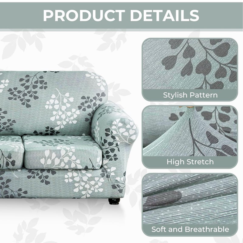 Lamberia Printed Sofa Cover High Stretch Sofa Slipcovers 2 Piece Armchair Slipcover with One Separate Cushion Cover Elastic Bottom Floral Pattern (Fall, Armchair) - Image 3