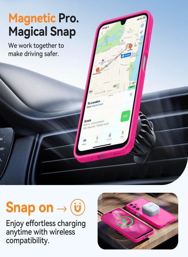 CANSHN Designed for Samsung Galaxy A16-5G Case [Full Camera Protection] [Compatible with Magsafe] Translucent Matte Back Protective Phone Cover, Hot Pink - Image 4