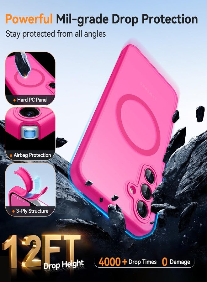 CANSHN Designed for Samsung Galaxy A16-5G Case [Full Camera Protection] [Compatible with Magsafe] Translucent Matte Back Protective Phone Cover, Hot Pink - Image 5