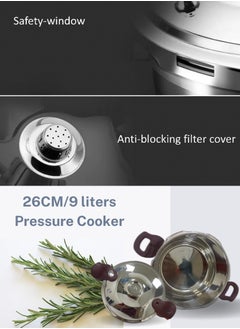 Royal Royal 9L Stainless Steel Pressure Cooker  Jumbo Size, Compatible with Induction, Gas, Ceramic & Electric Stoves, Includes Glass Lid & Steaming Rack  - Image 5