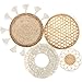 Unittype Unittype Set of 4 Boho Wall Basket Decor Wall Hanging Rattan Macrame Decor Flat Round Wicker Woven Macrame Tassels  - Image 2